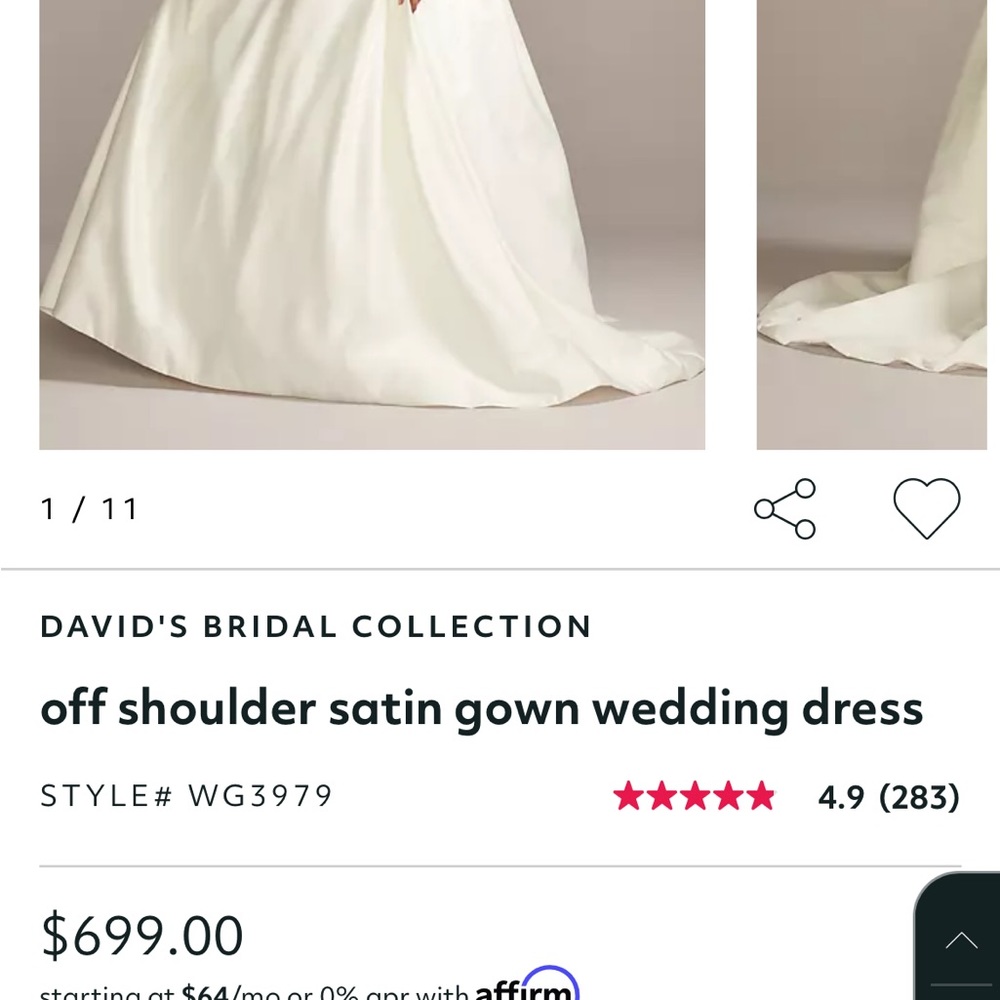 off shoulder satin gown wedding dress STYLE#
WG3979